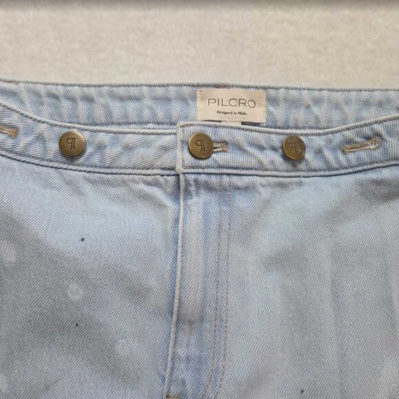 New 2 Anthropologie x Pilcro Reworked paint-splattered denim mini jean skirt - Picture 4 of 9